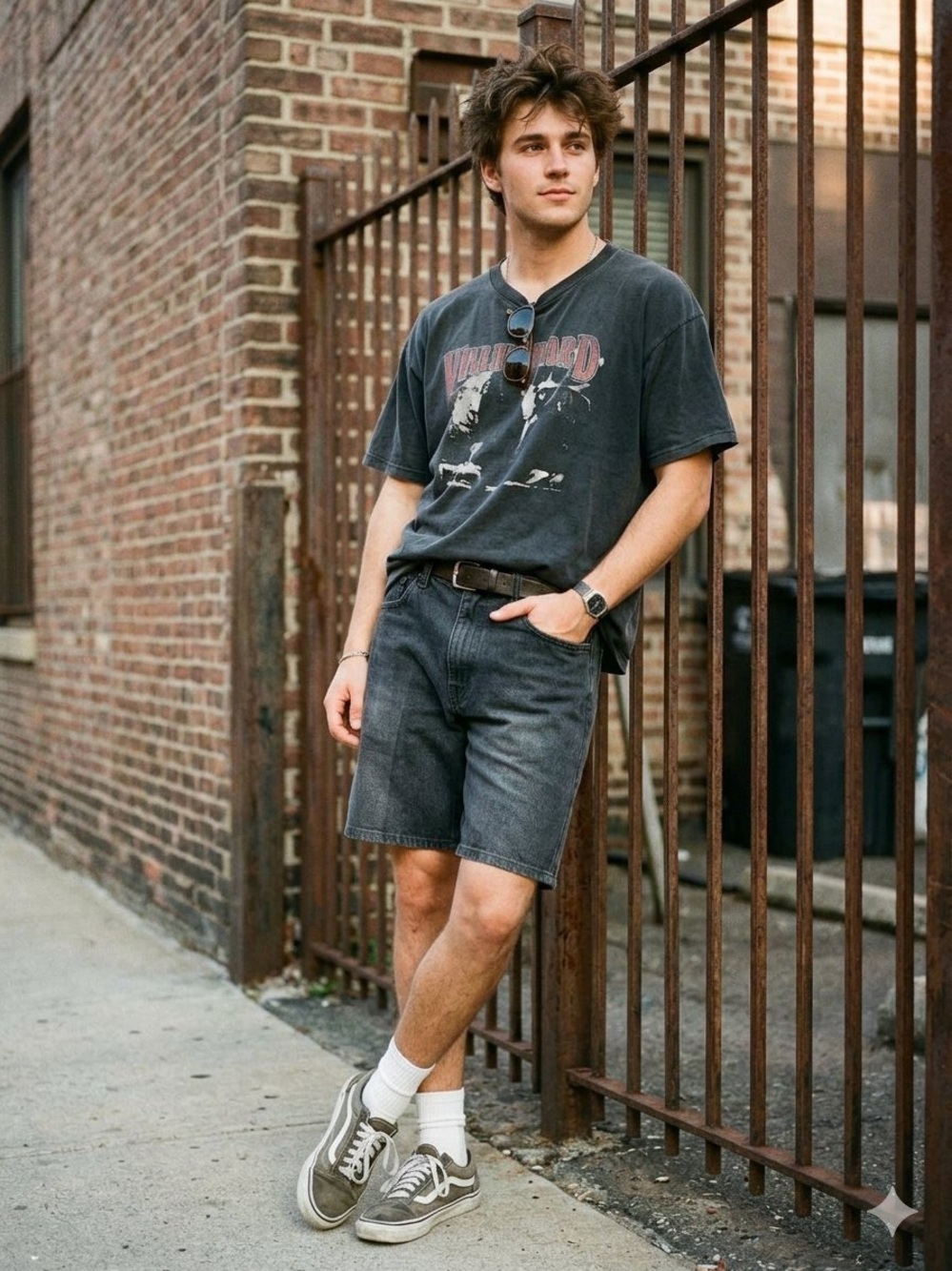 Vintage Faded Glory Black Denim Shorts Men's Size 30 Y2K Jorts